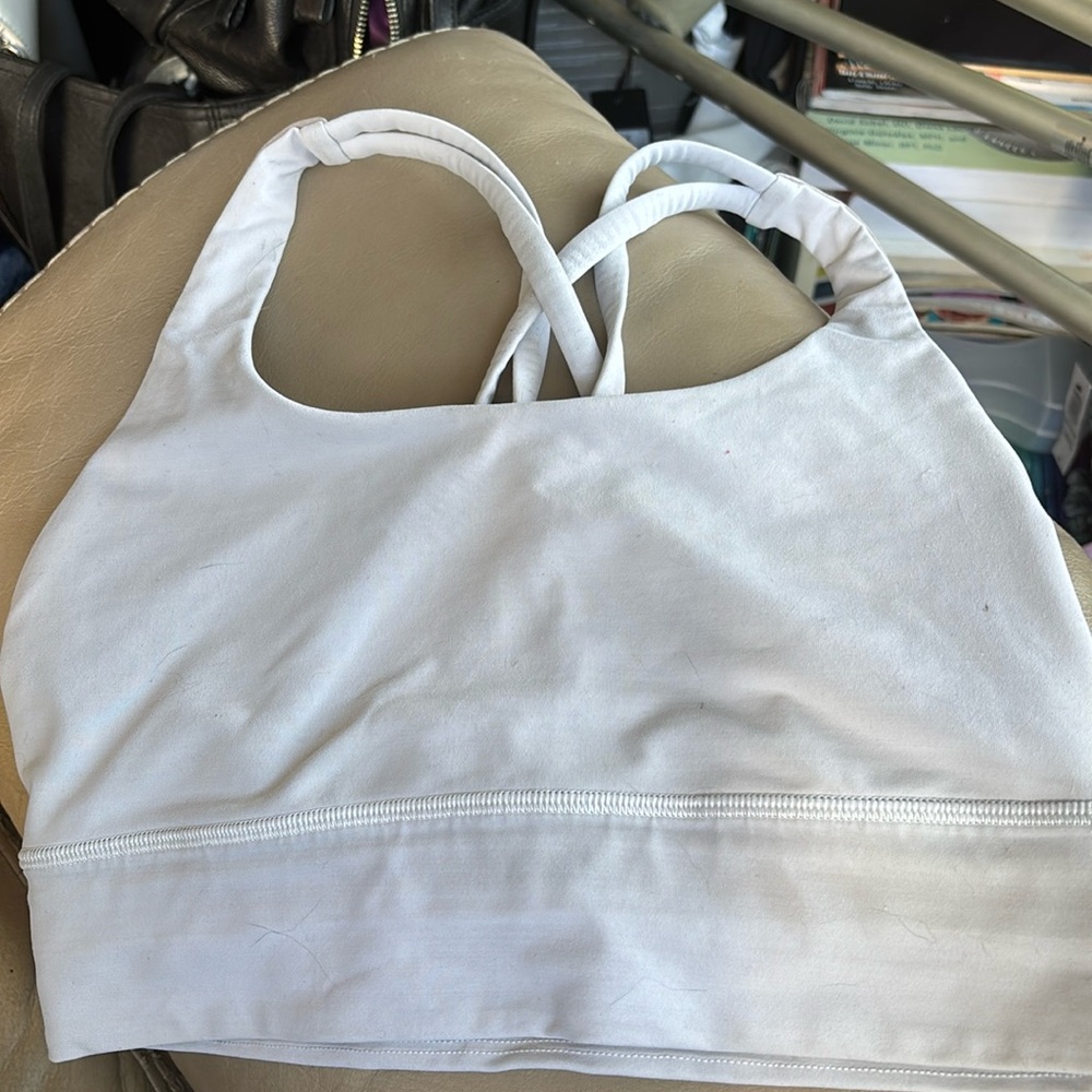 Lululemon Bra Ivory Longline Strappy Energy Bra With removable Cups Size 6